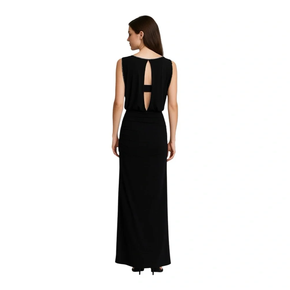 Black Sleeveless Maxi Dress From Laundry by Shelli Segal Sz 2 Cocktail Occasion - Picture 2 of 10